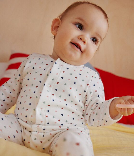 Bodyjama imprimés mini cœurs en tubique bébé blanc MARSHMALLOW/blanc MULTICO