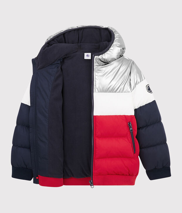Donsjack kinderen jongens blauw/rood/wit