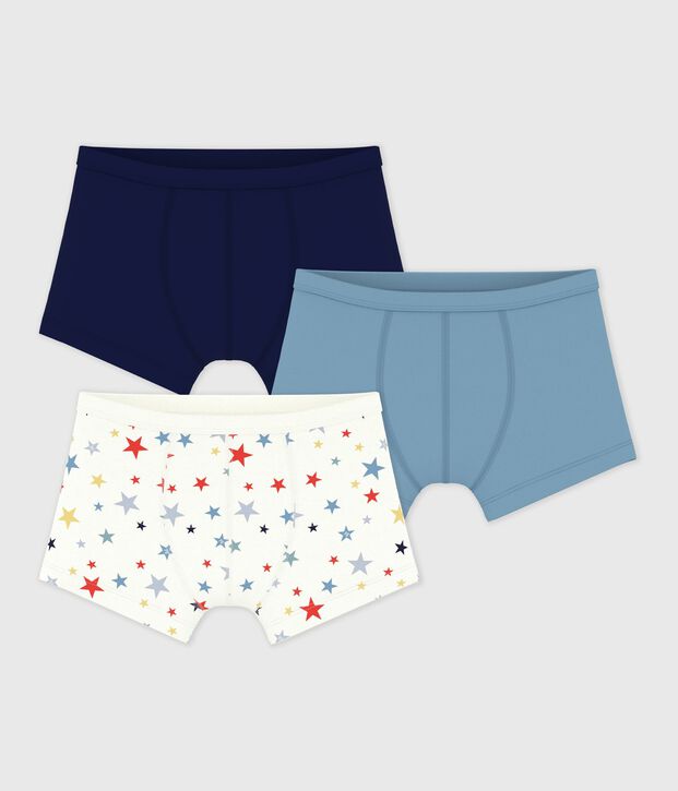 Lot de boxers enfant en coton &agrave; ceinture collet&eacute;e imprim&eacute; &eacute;toiles multicouleur