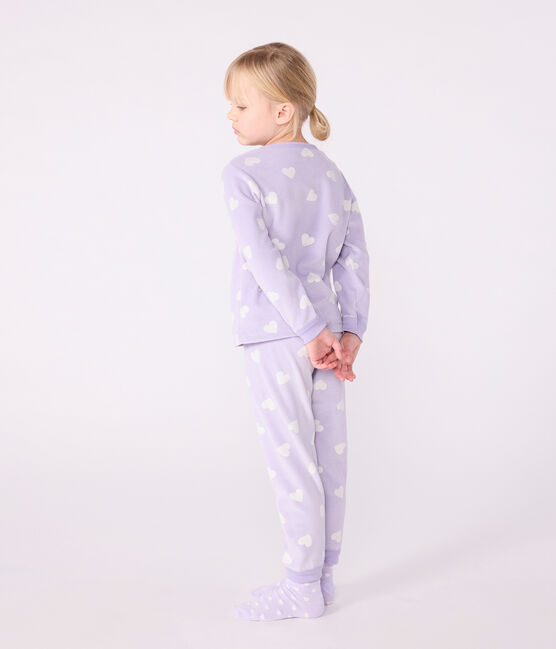 Fluwelen kinderpyjama met hartjesprint wit SQUAW/ MARSHMALLOW