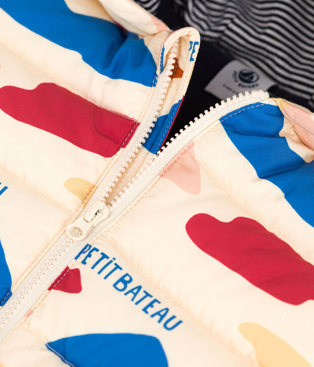 Gerecycleerde donsjas met print voor baby's ecru/multicouleur