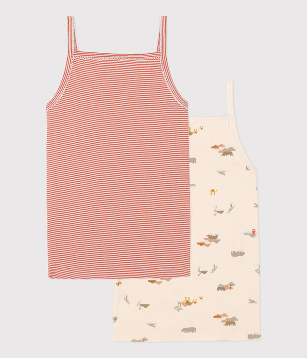 Lot de 2 chemises &agrave; bretelles animaux en coton petite fille multicouleur