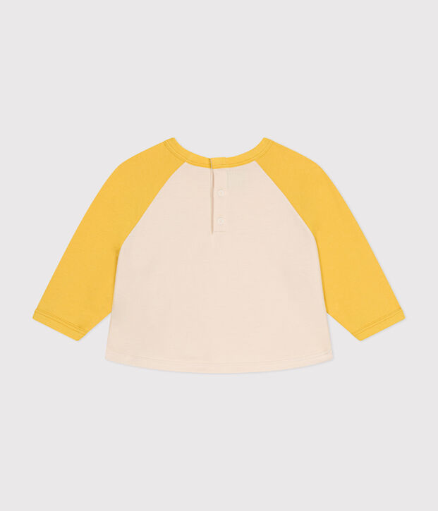 Sweatshirt van dunne fleece voor baby's ecru/geel