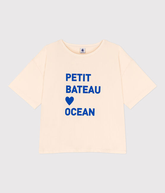 LE BOXY, wijd katoenen T-shirt voor dames ecru AVALANCHE
