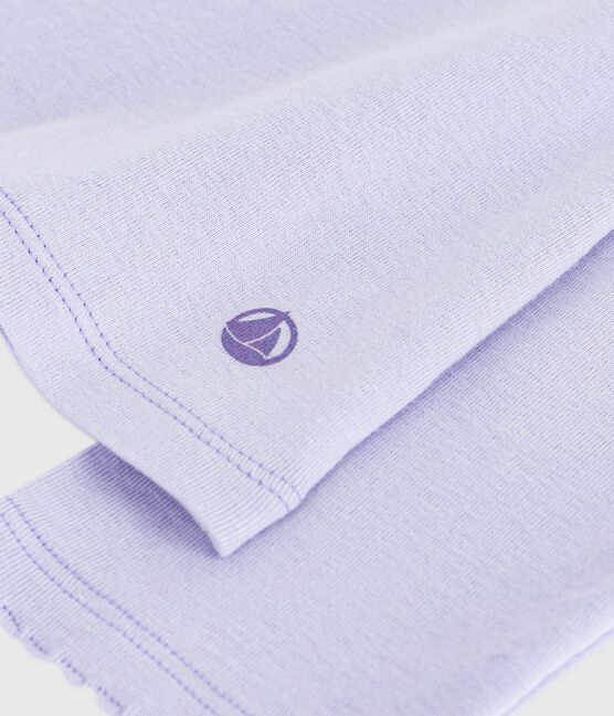 Katoenen dames-T-shirt met lange mouwen en kartelrandje - L'Iconique purper PARME