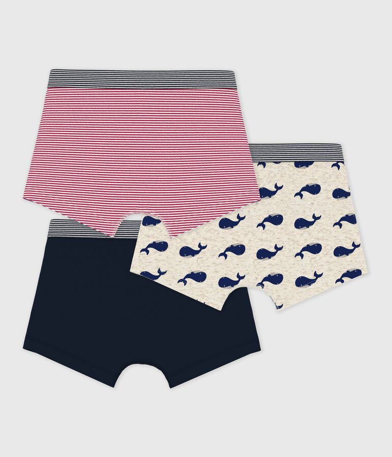 Setje met 3 katoenen boxershorts met walvisprint voor kinderen multicouleur