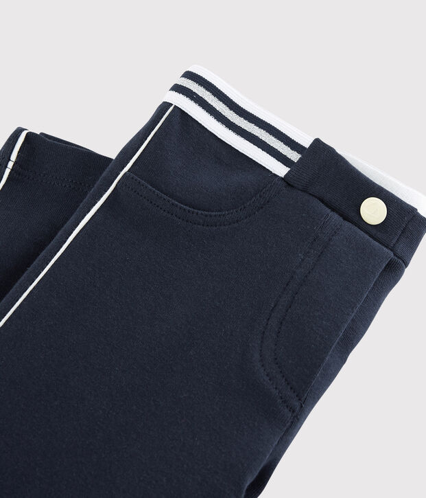 Jegging en coton &eacute;lasthanne enfant fille bleu marine