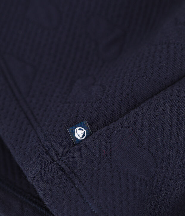 Robe manches longues bi-mati&egrave;re enfant fille bleu marine