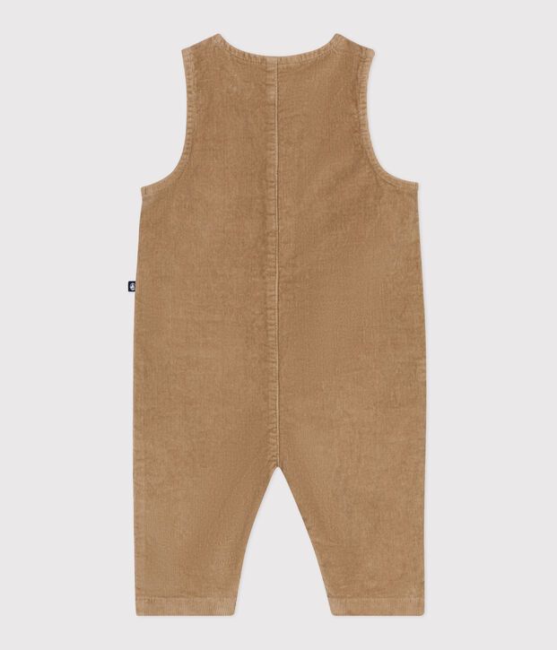 Combinaison longue b&eacute;b&eacute; en velours uni beige