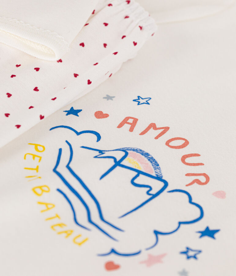 Katoenen pyjama voor kinderen wit MARSHMALLOW/wit MULTICO