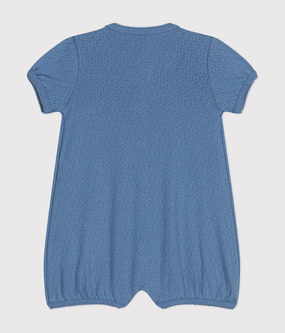 Korte kruippakje van katoen voor baby's blauw BEACH