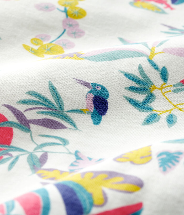 Dors-bien zipp&eacute; b&eacute;b&eacute; fille en tubique blanc MARSHMALLOW/blanc MULTICO