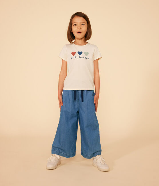T-shirt van lichte jersey voor meisjes wit AVALANCHE/ MEDIEVAL