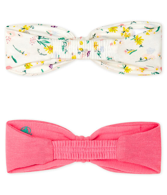 Set van 2 effen haarbanden met print voor baby meisje variante 2