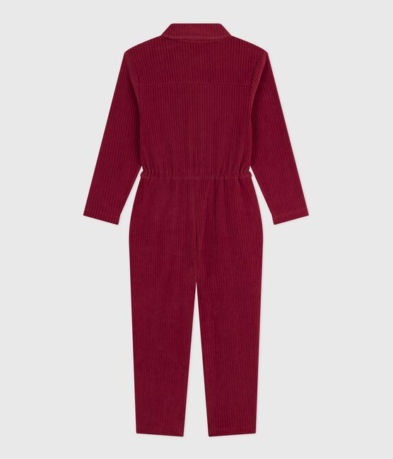 Combinaison enfant en bouclette velours longue unie AMARANTE