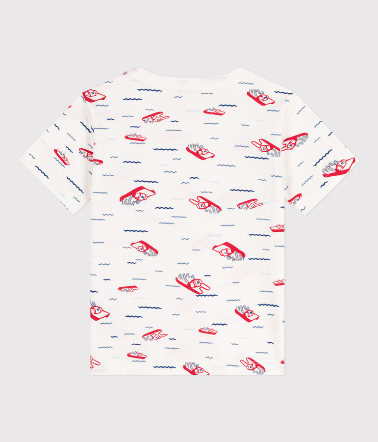 T-shirt met print en korte mouwen voor jongens wit/multicouleur