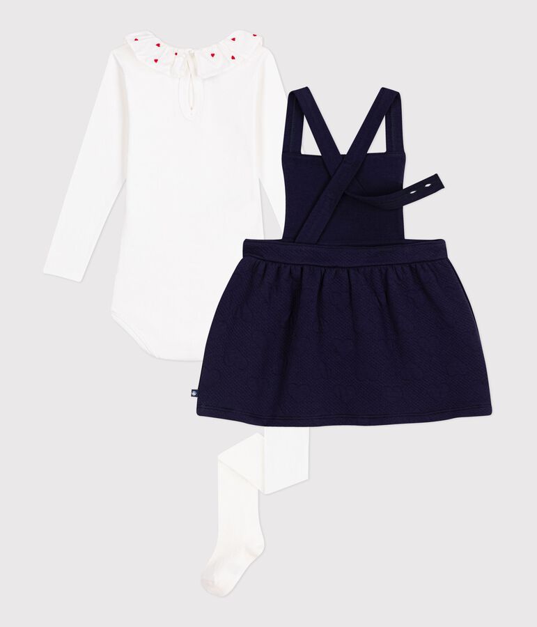 Ensemble cadeau b&eacute;b&eacute; en coton : robe, body et collant multicouleur