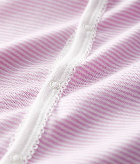 Dors-bien sans pieds bébé à rayures roses en coton et lyocell rose BOHEME/blanc MARSHMALLOW