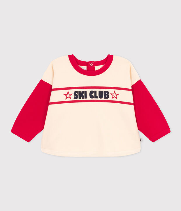 Sweatshirt in molton met print voor baby's. ecru/CORIDA