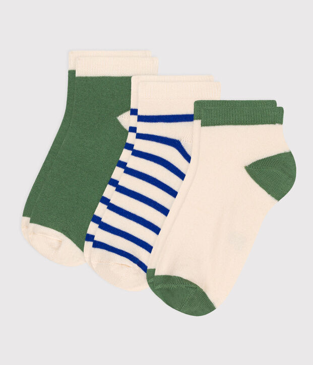 3 paires de chaussettes enfant en coton &agrave; rayures multicouleur