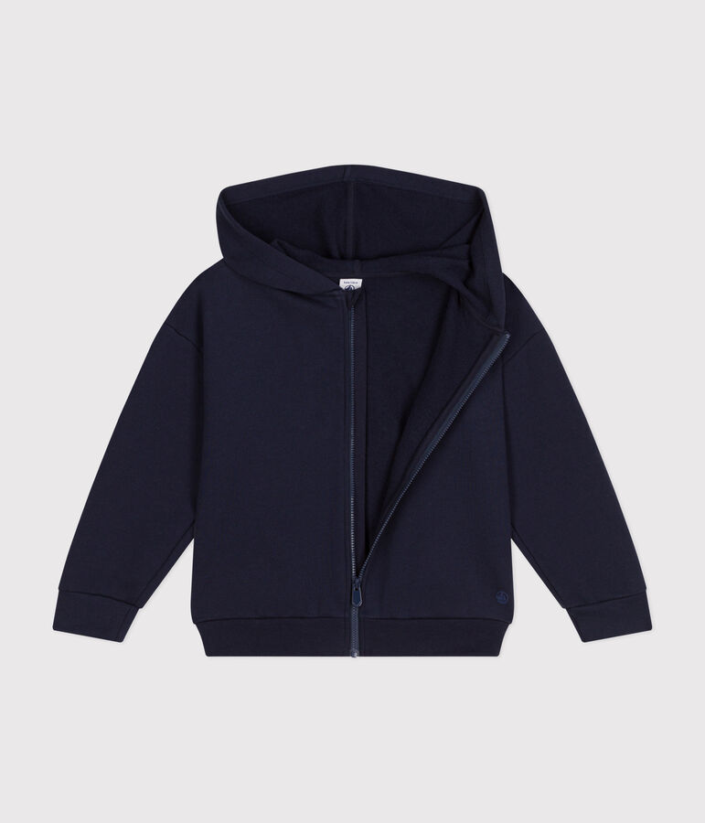 Fleece sweatshirt met rits en capuchon voor meisjes blauw