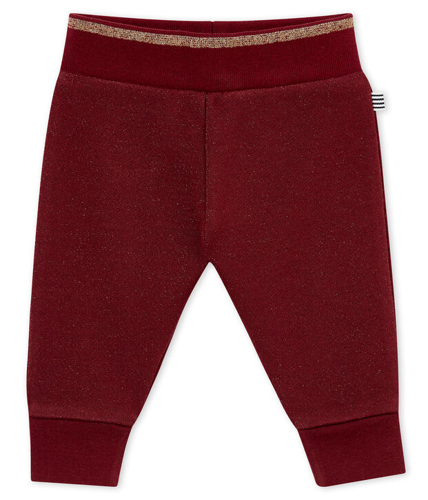 Pantalon molleton brillant b&eacute;b&eacute; fille rouge/jaune
