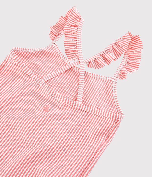 1-delig gerecycled badpak meisje roze/wit