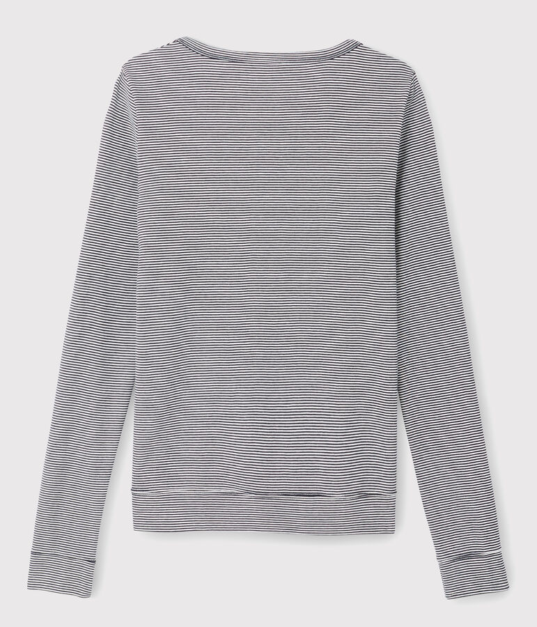 Iconisch gestreept katoenen Dames cardigan blauw/wit