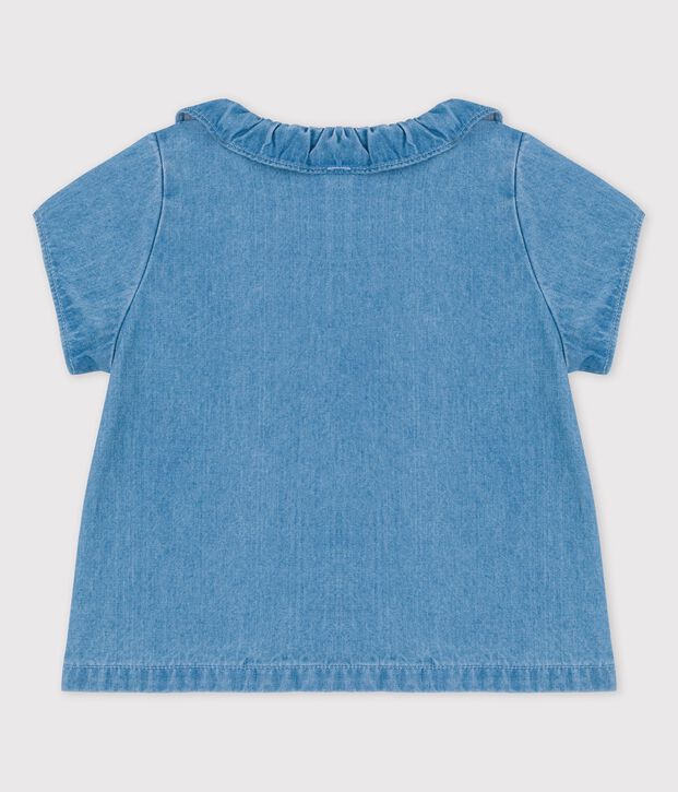 Blouse van licht biologisch denim voor baby's blauw
