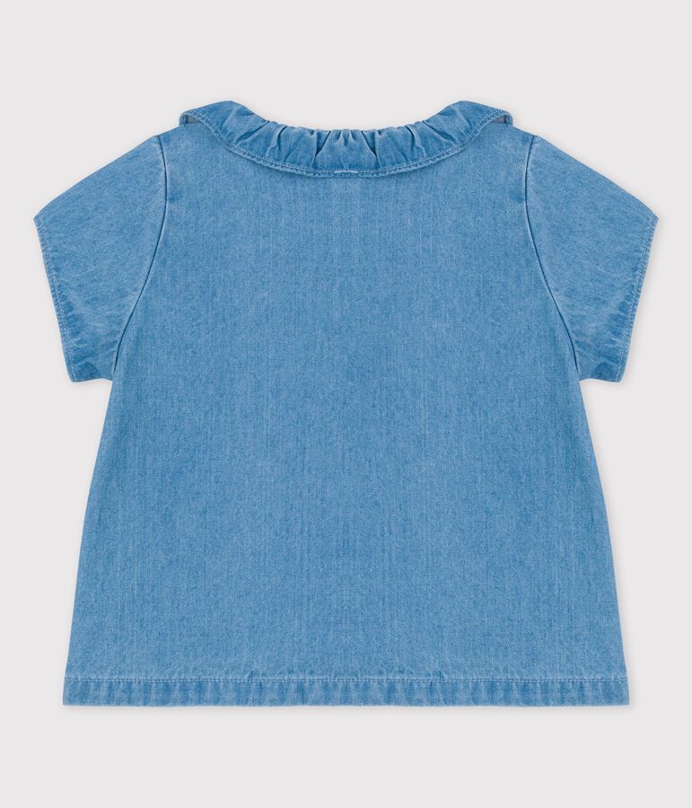 Blouse van licht biologisch denim voor baby's blauw