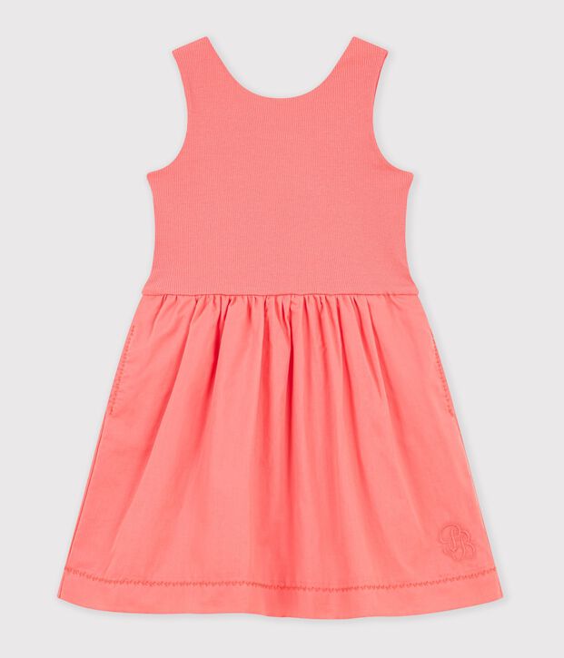 Robe sans manches enfant en coton uni corail