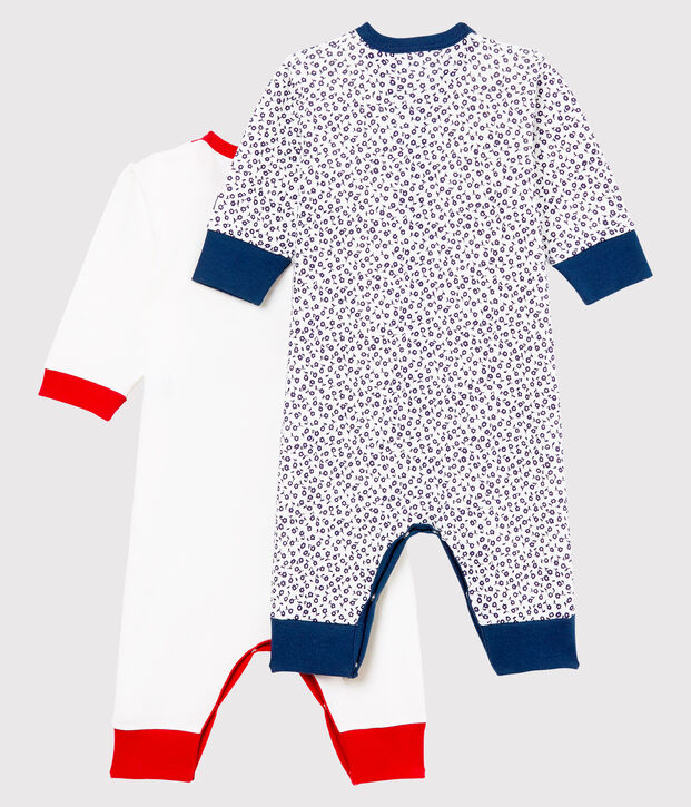 Duo van pyjama's zonder voetjes voor babymeisjes in ribstof multicouleur