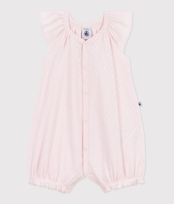 Combinaison courte bébé en coton uni rose FLEUR