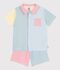 Pyjama short boutonn&eacute; enfant en coton &agrave; rayures blanc/multicouleur