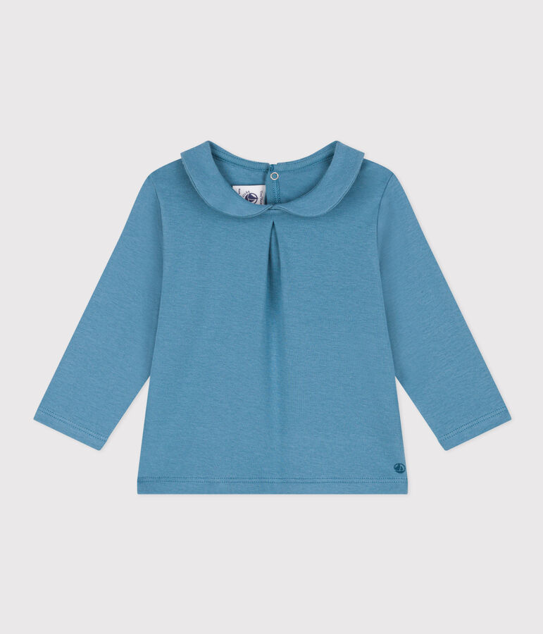 Blouse manches longues en coton b&eacute;b&eacute; bleu