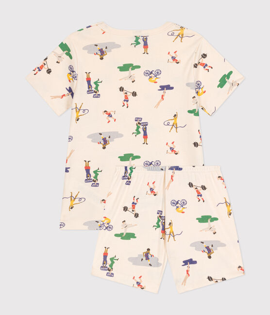 Korte kinderpyjama van katoen met multisportprint wit AVALANCHE/ MULTICO