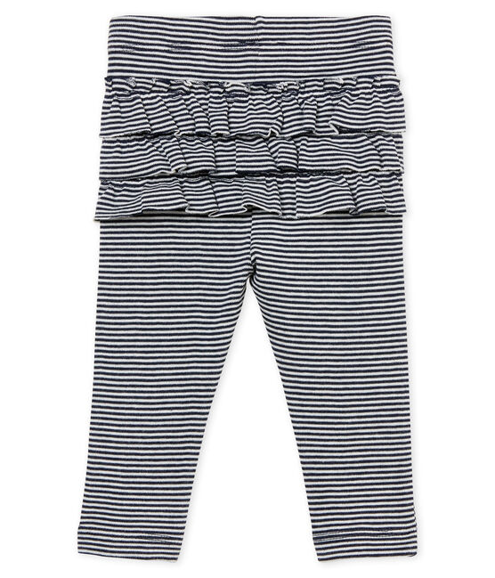 Legging met milleraies-strepen voor babymeisjes blauw SMOKING/wit MARSHMALLOW