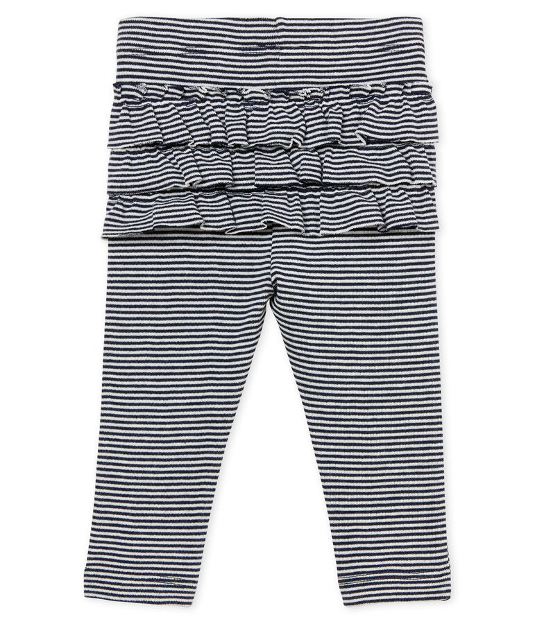 Legging b&eacute;b&eacute; fille milleraies bleu SMOKING/blanc MARSHMALLOW