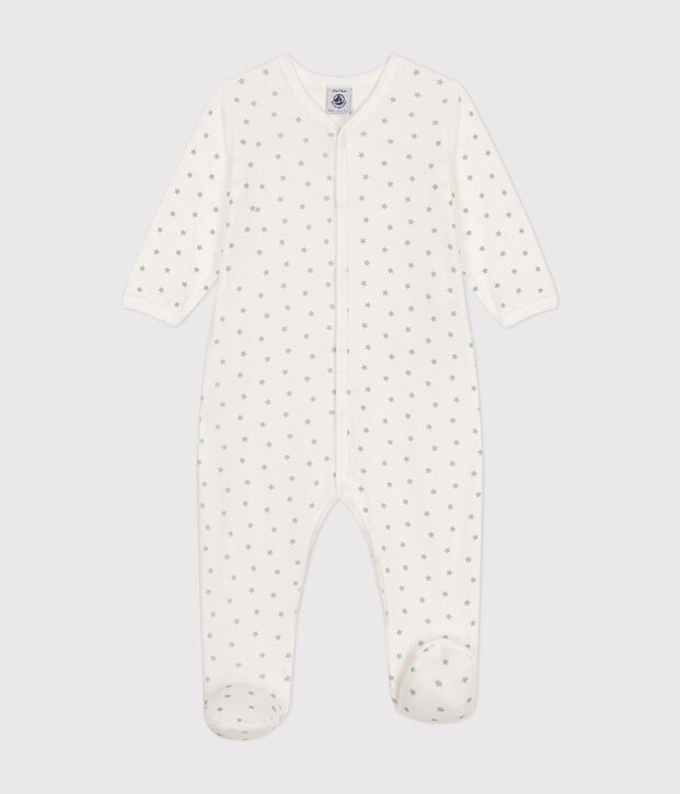 Pyjama b&eacute;b&eacute; petit &eacute;toile en coton blanc/vert