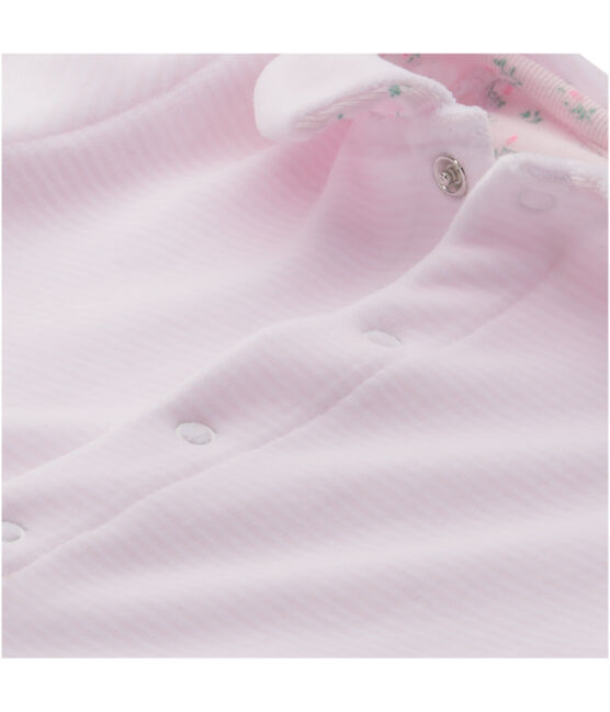 Dors bien bébé en velours rayé milleraies rose VIENNE/blanc ECUME