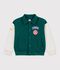 Veste teddy enfant en coton uni colorblock vert/beige