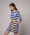 Gestreepte jurk met lange mouwen Dames blauw SURF/wit MARSHMALLOW
