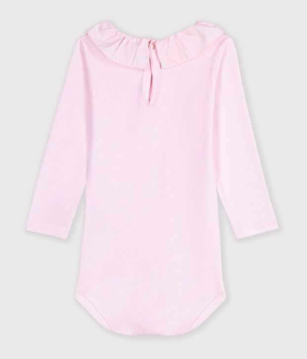 Body b&eacute;b&eacute; en coton uni &agrave; col rose clair