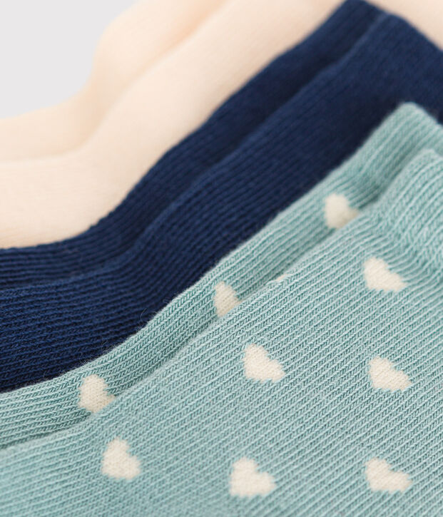 3 paires de chaussettes en coton c&oelig;urs b&eacute;b&eacute; multicouleur