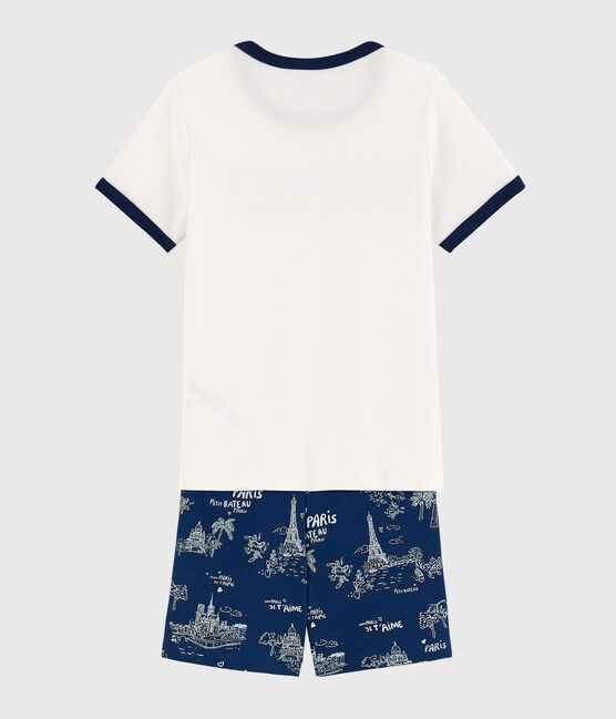 Pyjacourt toile de jouy Paris petit garçon en coton bleu MEDIEVAL/blanc MULTICO