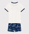 Pyjacourt toile de jouy Paris petit garçon en coton bleu MEDIEVAL/blanc MULTICO