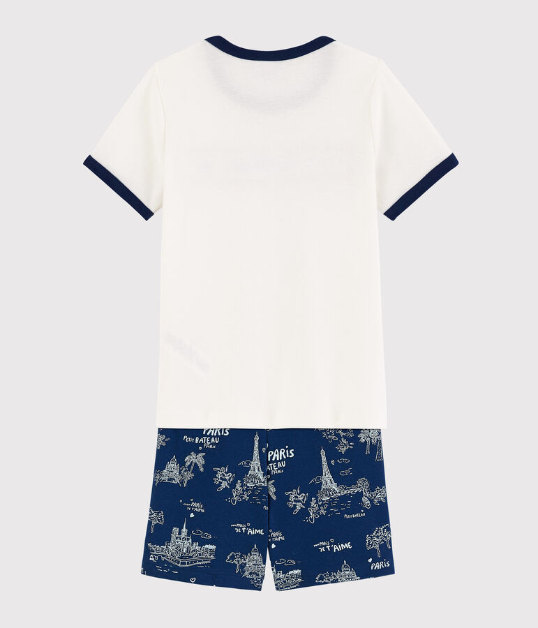Pyjacourt toile de jouy Paris van katoen voor kleine jongen blauw MEDIEVAL/wit MULTICO