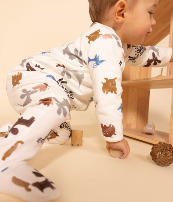 Pyjama bébé chiens en molleton blanc MARSHMALLOW/blanc MULTICO