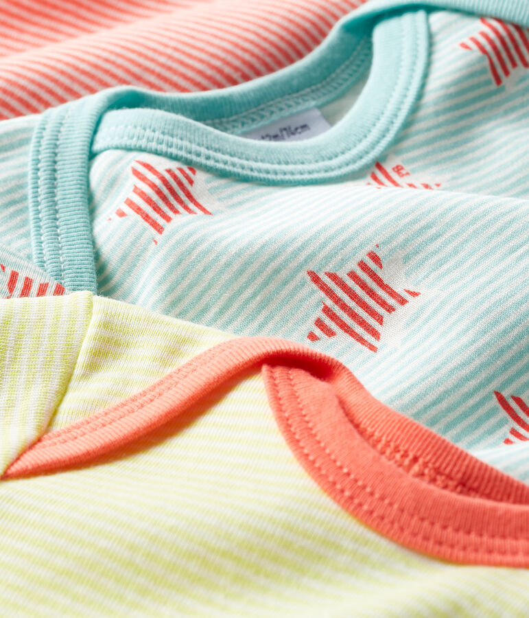 Drie rompertjes korte mouwen baby multicouleur