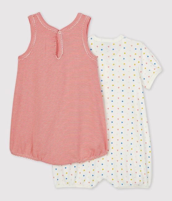 Lot de 2 combicourts coeurs bébé en coton biologique. variante 1